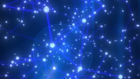 Glowing blue network of connected nodes and lines, symbolizing digital data.. Stock Footage 329997753
