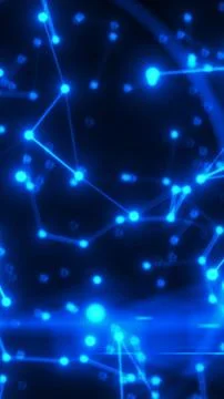 Glowing blue network of connected nodes and lines, abstract digital communi.. Stock Illustration