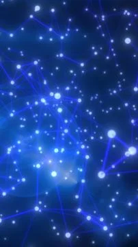 Glowing blue network of connected nodes and lines, symbolizing digital data.. Illustrazione stock