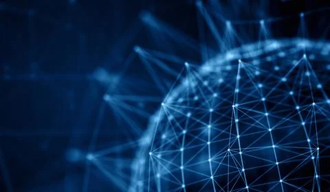 Glowing blue network connections forming a sphere Stock Illustration