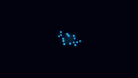 A glowing blue network of interconnected digital nodes on black background Stock Footage 338312066