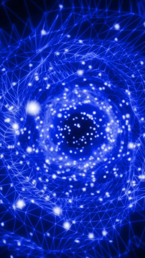 Glowing blue network nodes and connected lines with bokeh depth effect Stock Footage 328705598