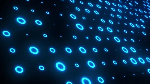 Glowing Blue Network Ring Pattern Flowing Through Perspective Grid Stock-Footage 335865603