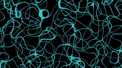 Glowing blue neural network lines. Cyber technology background loop. Stock Footage 340288301