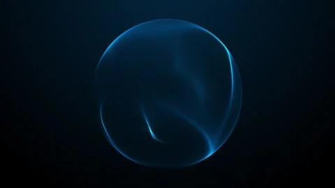 Glowing blue neural sphere with luminous liquid waves. Elegant opener intro Stockbeeldmateriaal 342446032