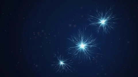 Glowing blue neuron cells with branching dendrites on a dark background Vídeo Stock 344781002