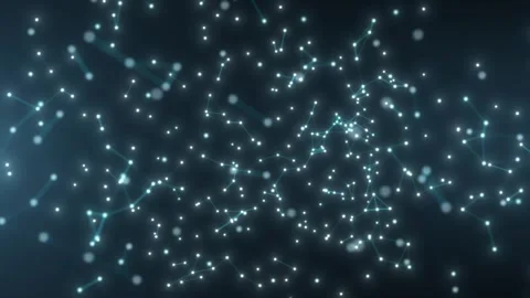 Glowing blue nodes and lines form a connected network in space, creating a cl Stock Footage 332803257
