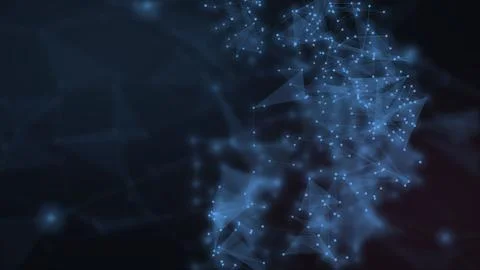 Glowing blue nodes and translucent polygonal connections form a luminous di.. Stock Illustration