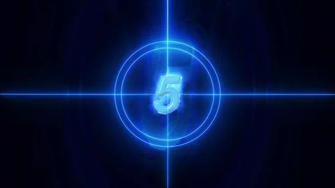 Glowing Blue Number 5 Countdown Foto stock