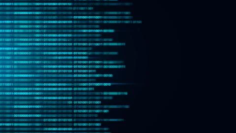 Glowing blue numbers flowing in digital cyberspace. Conceptual technology b.. Illustrazione stock