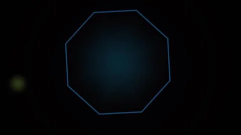 Glowing blue octagon shape on black. Stock Footage 335109351