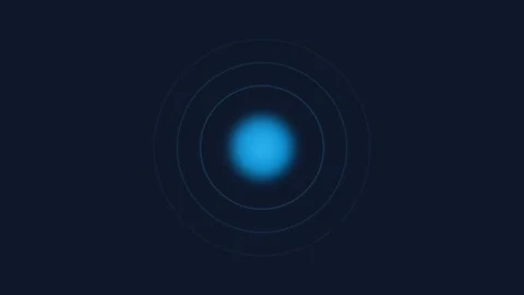 A glowing blue orb centered within concentric radar or sonar ripple circles Stock Footage 339615756