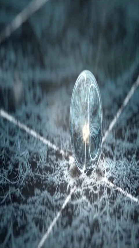 Glowing blue orb on grass. Abstract neon light technology. Stock Footage 339778267