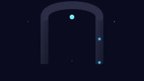 Glowing blue orb moving through a dark archway animation background Video stock 339925733