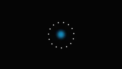 A glowing blue orb surrounded by a ring of small white dots on black Stock Footage 339617384