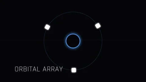Glowing blue orbital array visualization for futuristic science and technol.. Stock Footage 336805322