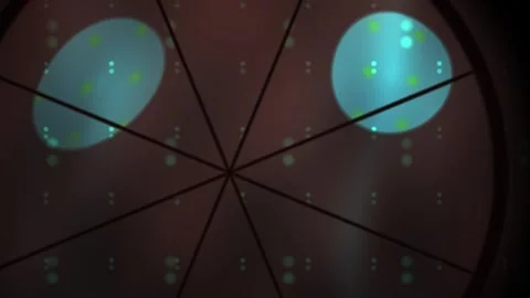 Glowing blue orbs on a dark background with intersecting lines. Stock Footage 337506857