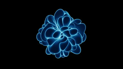 Glowing Blue Organic Cell Cluster Morphing - 3D Rendering Loop Stock Footage 340243855