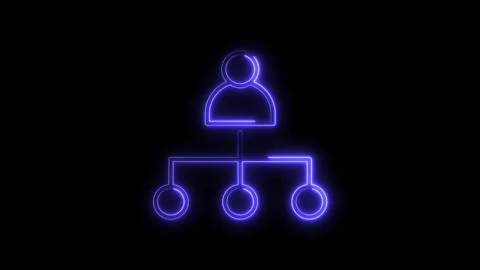 Glowing blue organization chart animated icon network structure hierarchy d.. Stock Footage 314541455