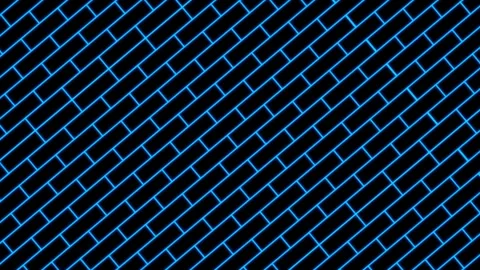 Glowing blue outline brick wall seamless loop animation moving diagonally. Stock Footage 331473642