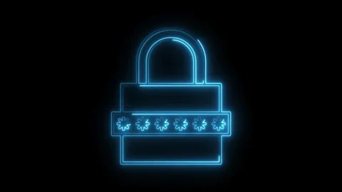 Glowing blue outline of security lock wi... | Stock Video | Pond5