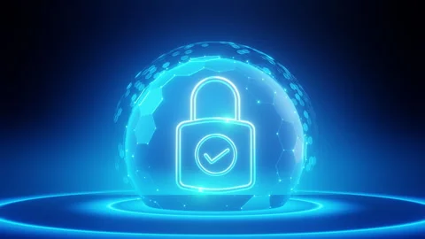 Glowing Blue Padlock Icon Cybersecurity Data Protection Concept Stock Footage 321072070