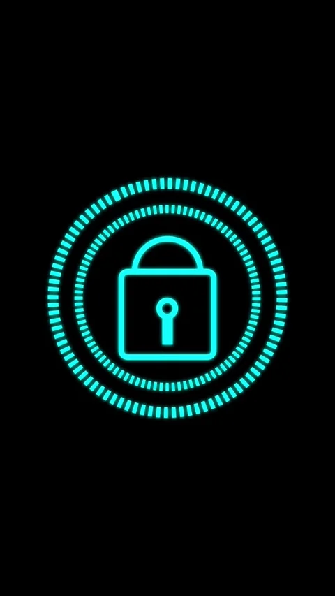 Glowing blue padlock icon for security Stock Footage 337461779