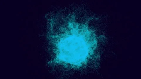 Glowing, blue particle-based sphere emits hazy light and diffuse energy 4k Stock Footage 292660139