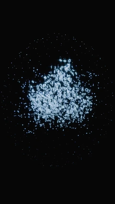 Glowing blue particle cloud floating in dark space 3d render Stock Footage 346662715