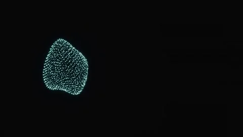 Glowing blue particle cloud rotating on black background Stock Footage 346658029