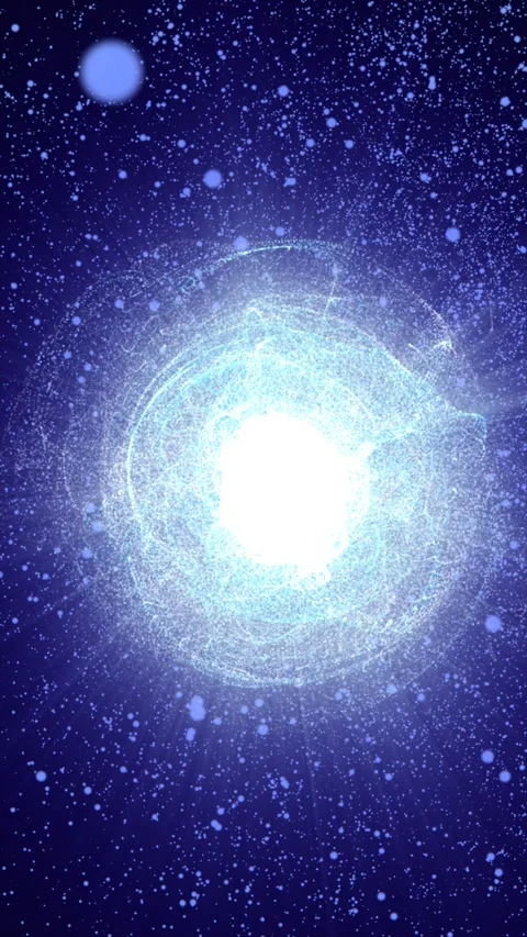 Glowing blue particle explosion with a bright central core and swirling dus.. Stock Footage 330108880