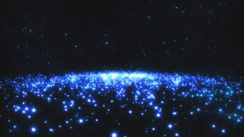 Glowing blue particle field perspective space background Stock Illustration