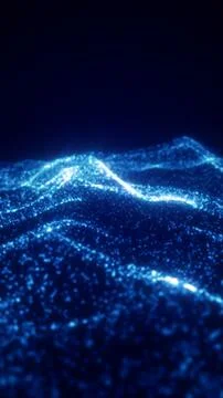 Glowing Blue Particle Ocean Wave. Digital Cyber Landscape Loop Background Illustrazione stock