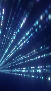 Glowing blue particle rays converging into a luminous futuristic digital pers Illustrazione stock