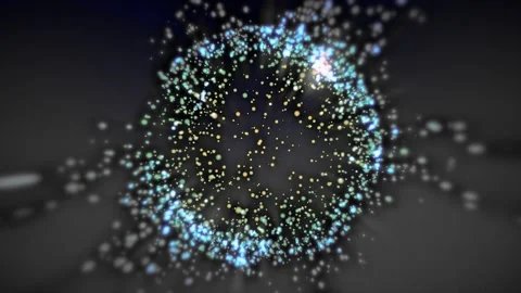 Glowing blue particle ring with bokeh effect dark background Vídeo Stock 347007083