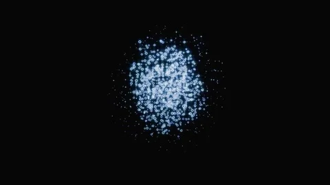 Glowing blue particle rings merging and dispersing on black background Stock Footage 346662683