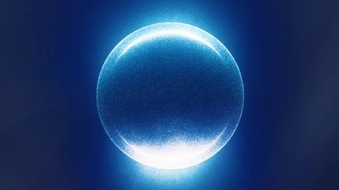 Glowing blue particle sphere on a dark background Stock Footage 338396579