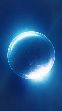Glowing blue particle sphere on a dark background, suggesting futuristic te.. Stock Illustration