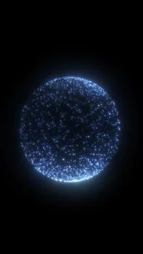 Glowing blue particle sphere isolated on black, symbolizing global data, di.. Stock Illustration