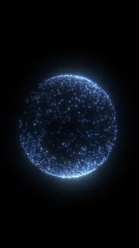 Glowing blue particle sphere isolated on black, symbolizing global data, di.. Stock Illustration