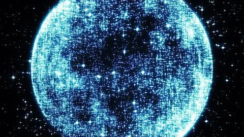 Glowing blue particle sphere in starry space Stock Illustration