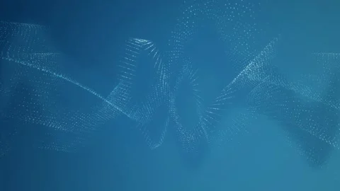 A glowing blue particle tooth model rotates in a seamless loop Stock Footage 341486639