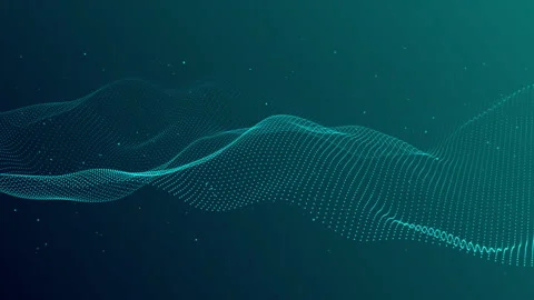 Glowing Blue Particle Wave High Tech Abstract Background Stock Footage 343343234