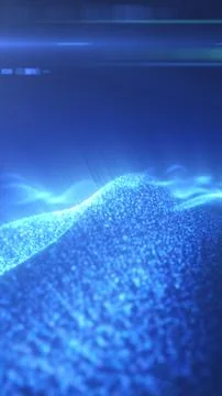 Glowing blue particle wave with soft rays and depth, abstract futuristic di.. イラスト素材