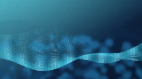 A glowing blue particle wave undulates in a seamless loop Stock Footage 341401611