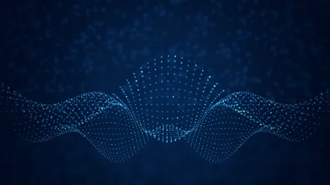 Glowing blue particle waves flow in a seamless loop Stock Footage 340957248