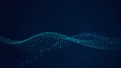 Glowing blue particle waves flow in a seamless loop Stock Footage 341856127