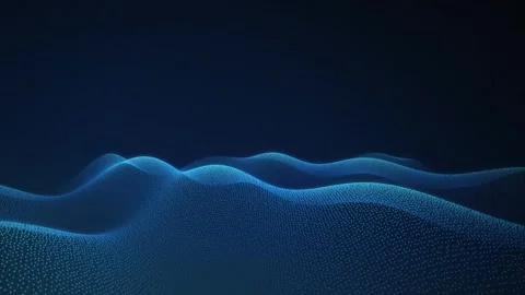 Glowing blue particle waves ripple in a seamless loop Stock Footage 341401770
