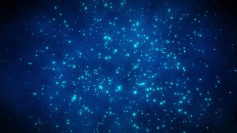 Glowing blue particles flowing on a dark blue background in cosmic effect Stock Footage 322121502