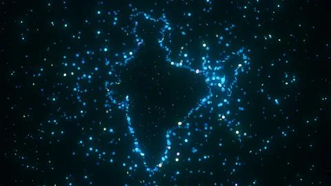 Glowing Blue Particles Forming India Map on Dark Background Stock Illustration